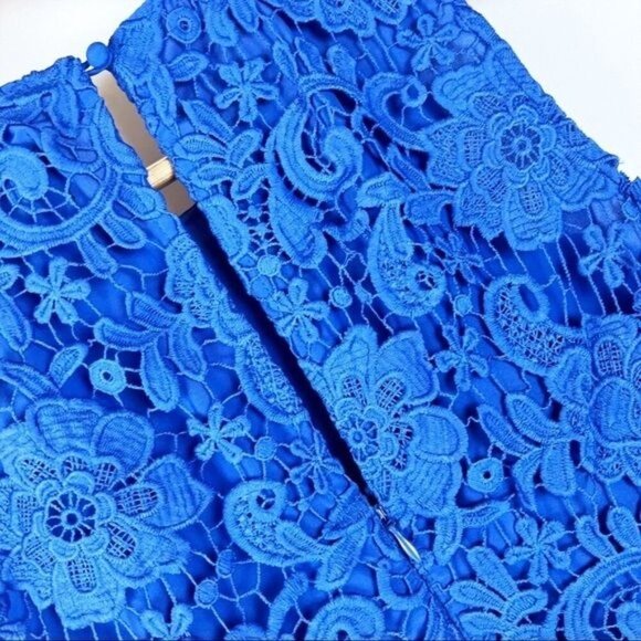 J. Crew Sleeveless Caribbean Blue Lace Sheath Dress 2 Elegant Quiet Luxury - Picture 5 of 8